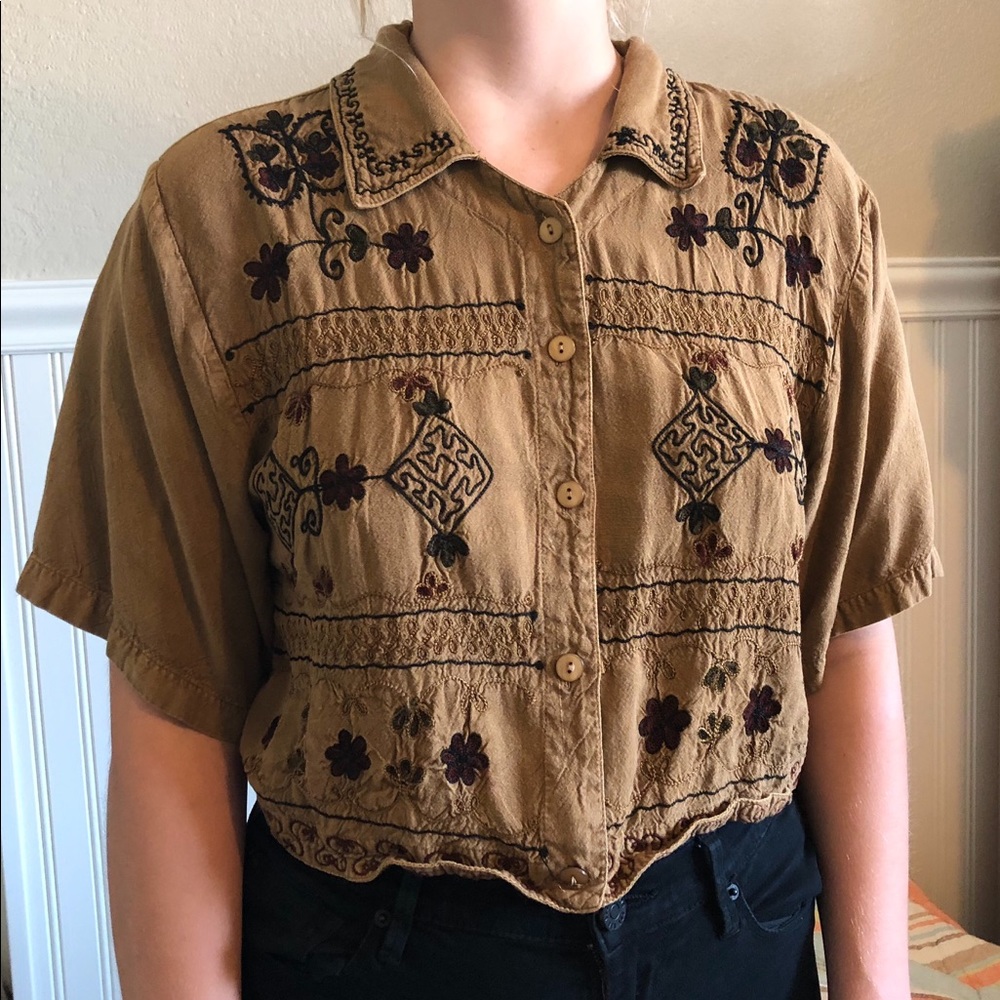 Cropped button up shirt